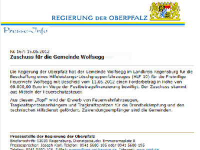 Bewilligter Zuschussantrag